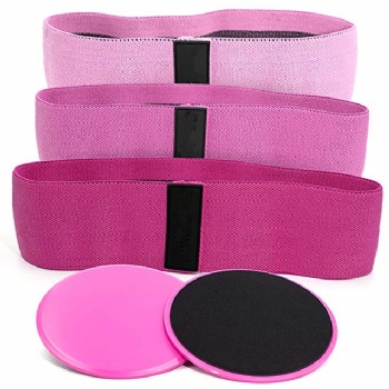 Custom Resistance Hip Bands Premium Exercise Bands core sliders set