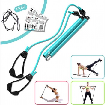 Pilates Bar Kit with Adjustable Resistance Band, Portable Pilates Bar Kit with Foot Loop, Yoga Pilates Exercise Stick Home Gym for Full Body Workout