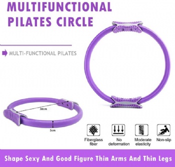 Pilates Ring,Portable Pilates Circle 15 inch Dual Grip Handles Pilates Resistance Ring for Women,Yoga Circle Stretch Ring Fitness Circle for Toning and Strengthening Thighs,Abs,Legs