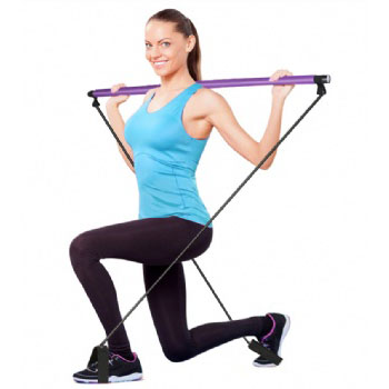 Portable Yoga exercise Pilates Stick bar with Resistance Band