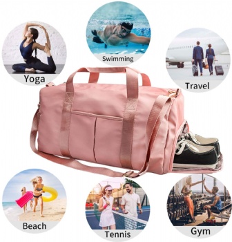 Travel Duffel Bag Sports Tote Gym Bag with Shoes Compartment Shoulder Weekender Overnight Bag for Women Men