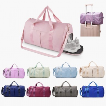 Waterproof nylon promotional women sport bag custom logo gym duffle sport team travel bags with shoe compartmemt for girl sport