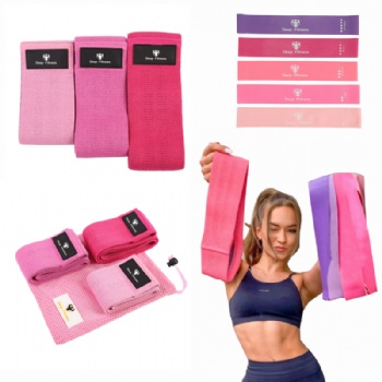 Wholesale Custom Printed Logo Banda De Resistencia Workout Fitness Hip Loop Exercise Bands Booty Fabric Resistance Bands Sets