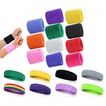 Wholesale Elastic Sports Headbands Sweatband Workout Cotton Tennis promotional wristbands