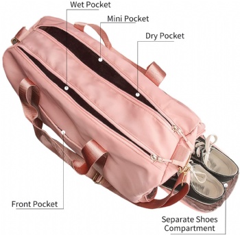large capacity pink duffle bags gym for women waterproof sports travel bag